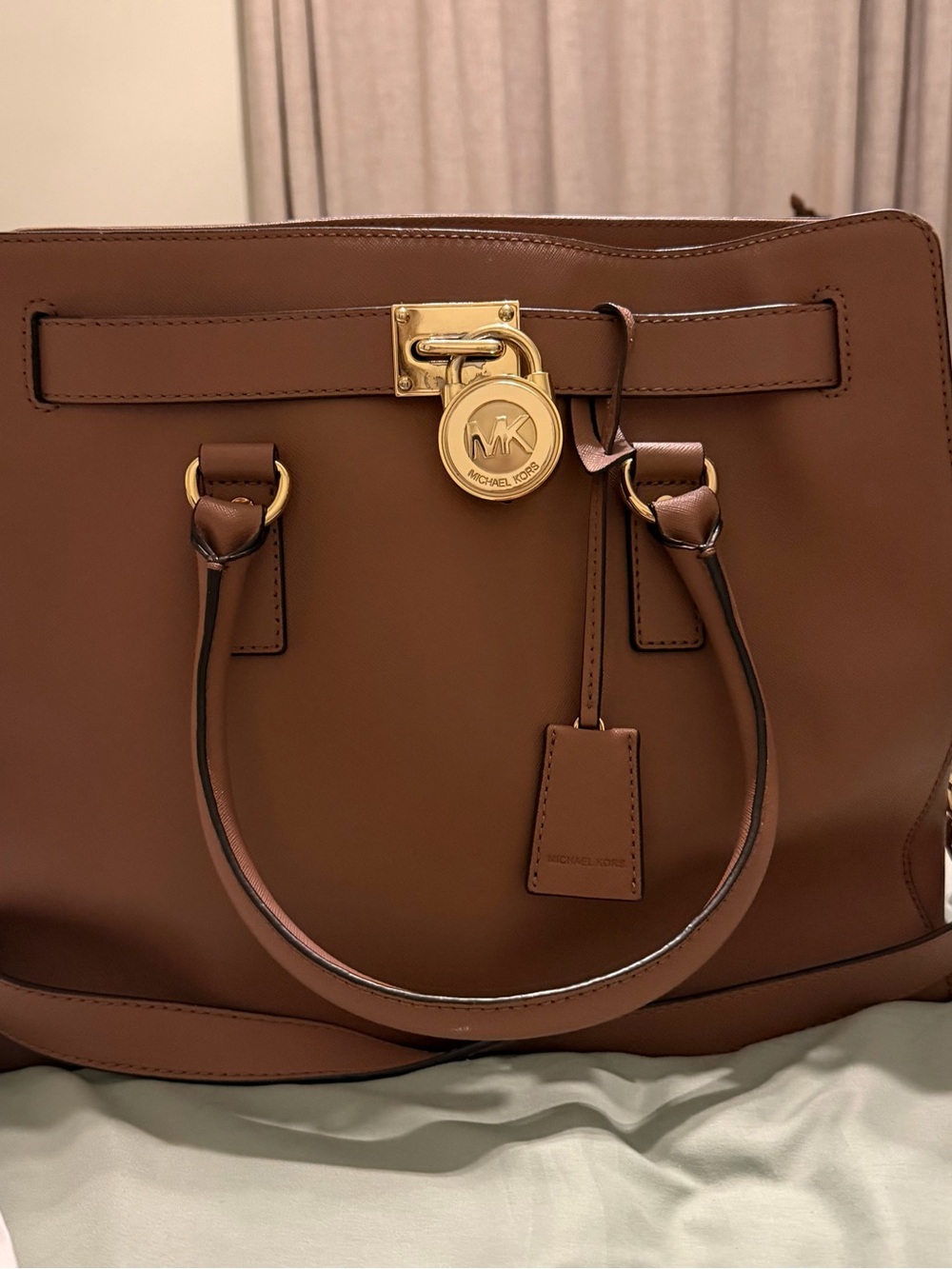 Michael Kors Chestnut Brown Large Saffiano Leather Tote with Gold Hardware